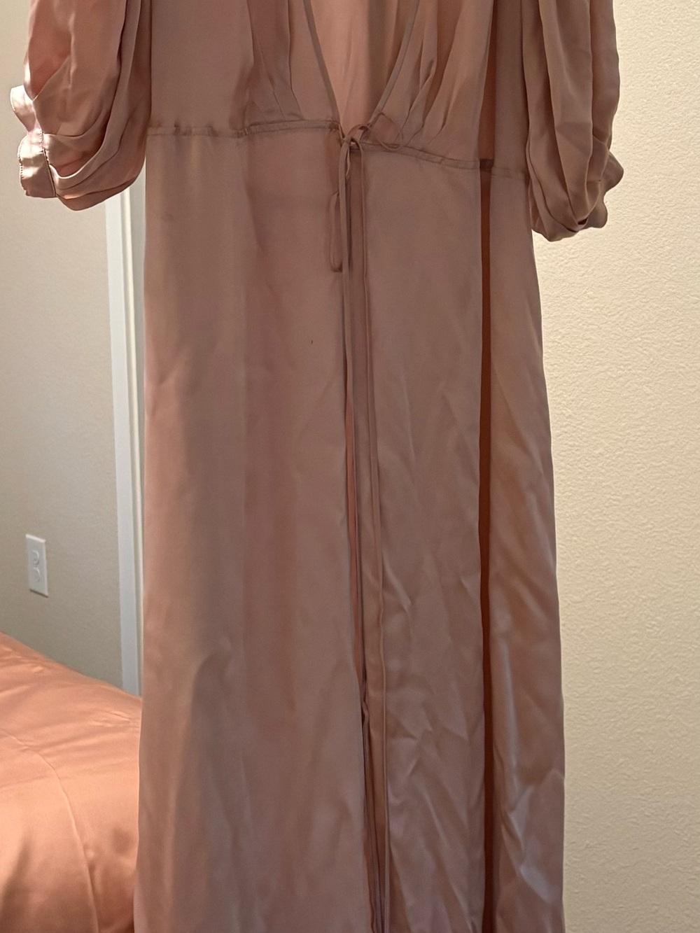 Reformation Dusty Rose Maxi Dress with Sheer Blouson Sleeves